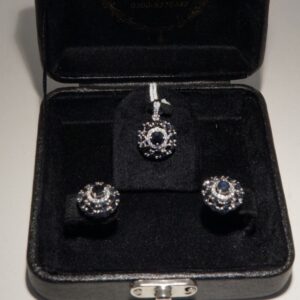 925 Sterling Silver Gold Plated Locket Set with Blue Sapphire & Zircon Stones