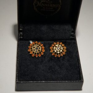 925 Sterling Silver Gold Plated Locket Set with Real Coral & Blue Sapphire