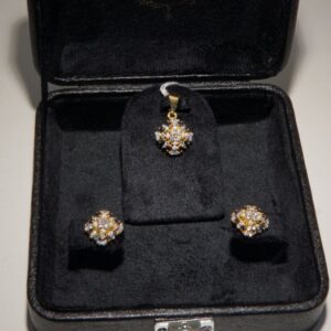 925 Sterling Silver Gold Plated Locket Set with Real Pearls, Zircon & Blue Sapphire