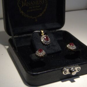 925 Sterling Silver Gold Plated Locket Set with Real Ruby & Zircon Stones
