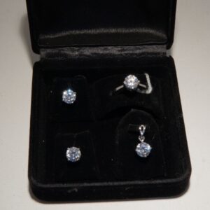 925 Sterling Silver Locket Set with Korean Zircon Stones