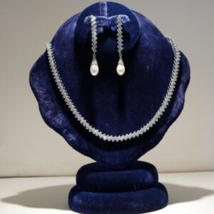 925 Sterling Silver Necklace Set with Real Pearls & High Quality Zircon