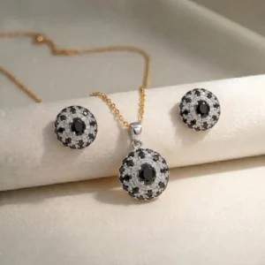 925 Sterling Silver Gold Plated Locket Set with Blue Sapphire & Zircon Stones